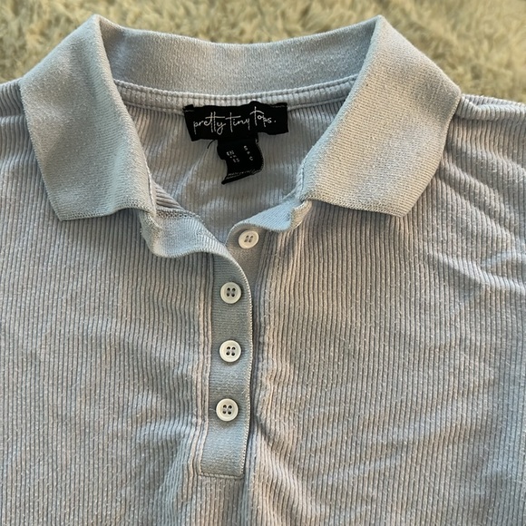 Light Blue CropTop with Button - Picture 2 of 3